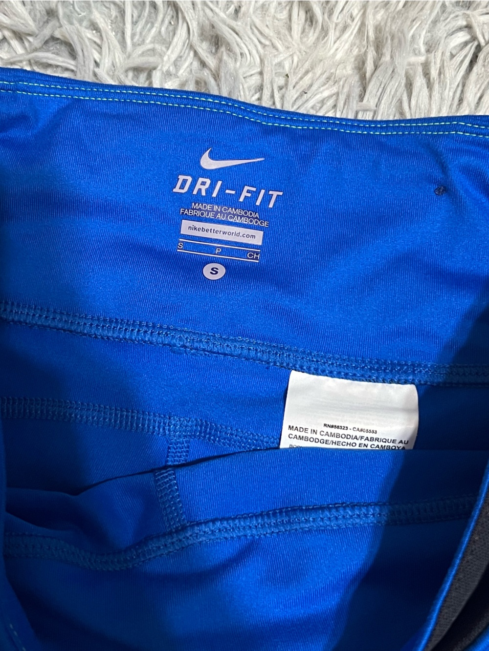 Nike Women’s Royal Blue Athletic Training Shorts with Navy Panel - Picture 2 of 3